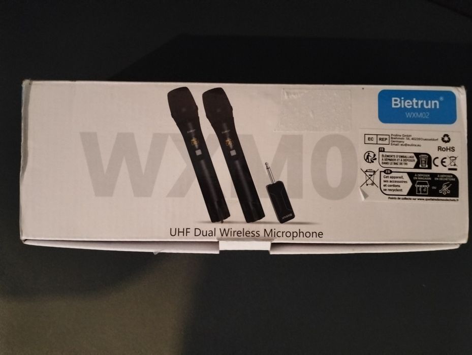 Microfones sem fios duplo UHF Bietrun WXM02.