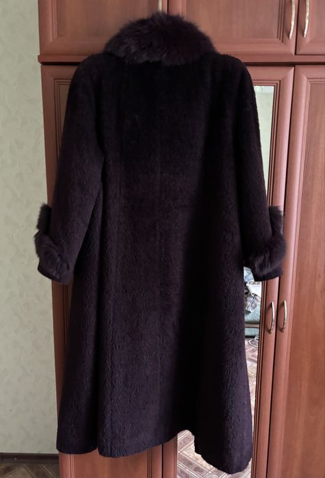 Шуба Lardi, натуральний ворс, темний колір, 128 см