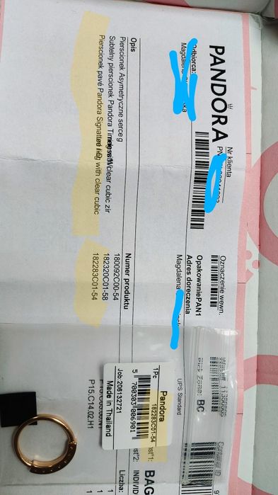 Pierścionek pavé Pandora Signature, różowy, nowy, rozm. 54