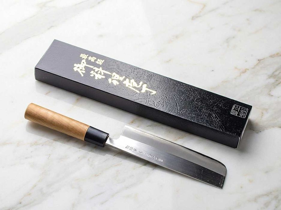 Japoński Nóż Nakiri Hana Satsuki 165mm Stal Węglowa Shirogami New Old Stock