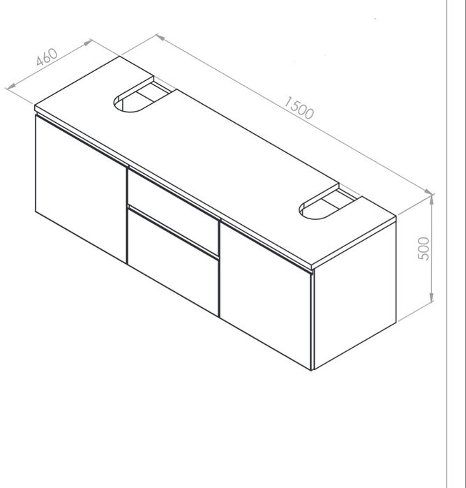 Móvel duplo com lavatórios(sem torneiras)