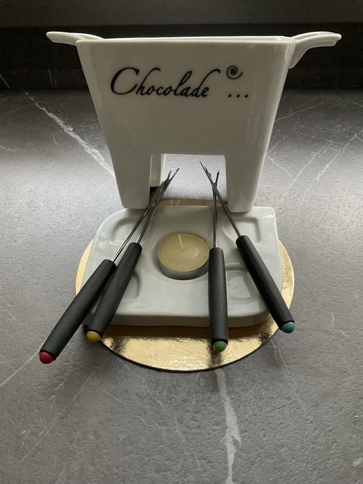 Zestaw do fondue czekoladowego + widelczyki - nowy