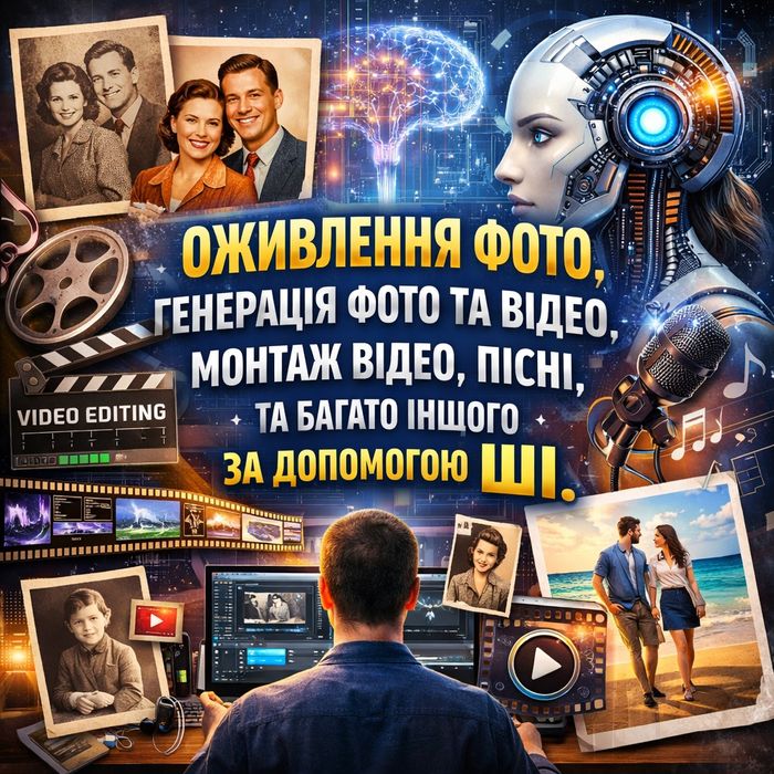 Пісня на замовлення,Оживлення фото ШІ,Генерація фото,відео,love story,