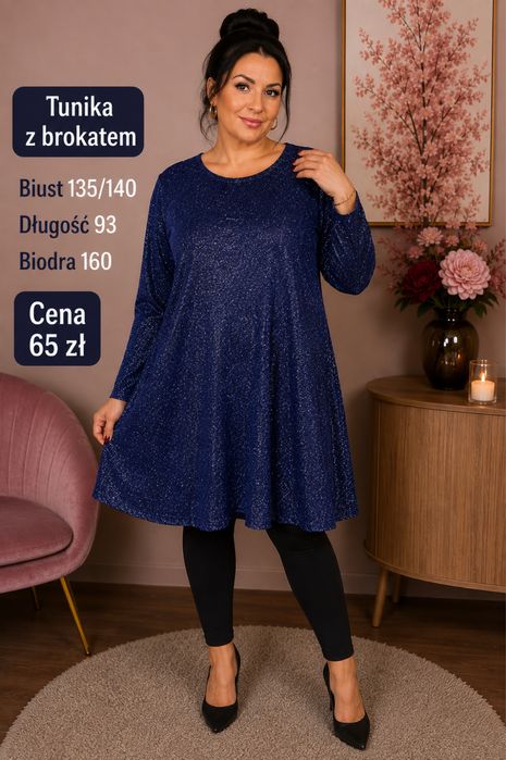 Tunika z brokatem biust 130/140