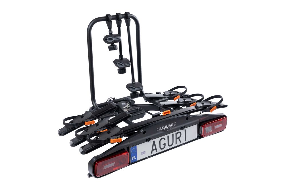 Bagażnik rowerowy platforma na hak Aguri Active Bike PRO 3 Black uchylany na 3 rowery 13PIN