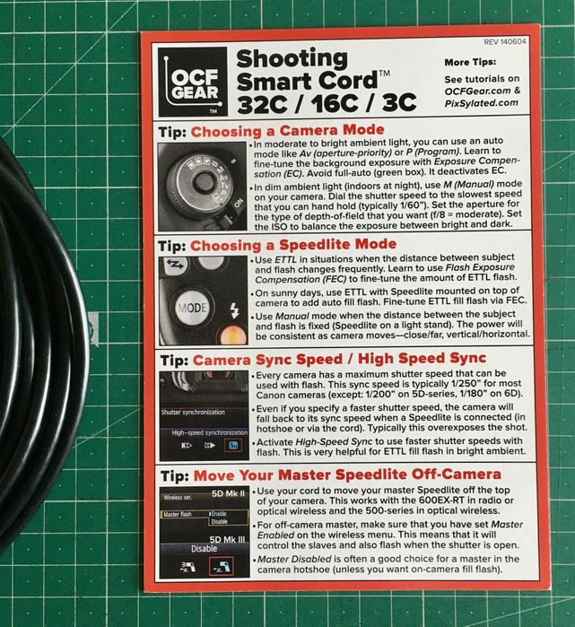 Cabo E-TTL para flashes Canon OCF Smart Cord 32C/5M