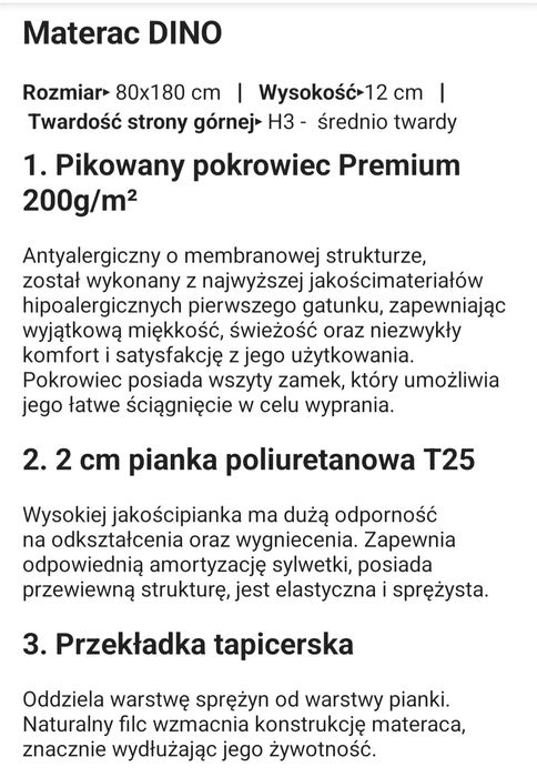 Łóżko dziecięce 80x180 plus materac