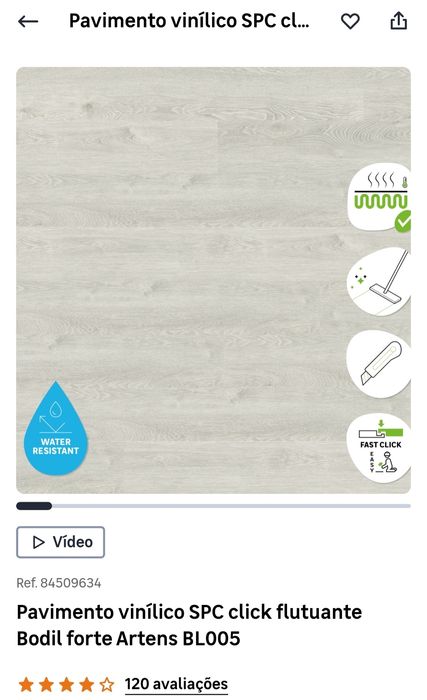 Pavimento vinílico SPC click flutuante Bodil forte Artes BL005 68m²