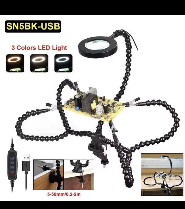 Третья рука с лупой для пайки