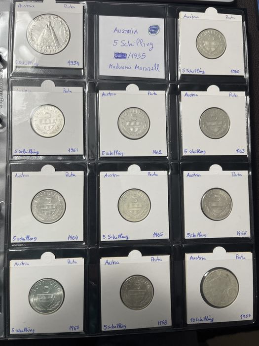 Moedas prata Austria 1924 a 1979 (98 moedas)