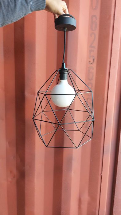 Candeeiro Suspenso Estilo Industrial Preto Mate
