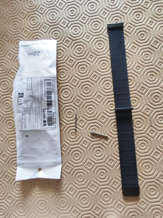 Pulseira preta relógio malha Milanesa 22mm
