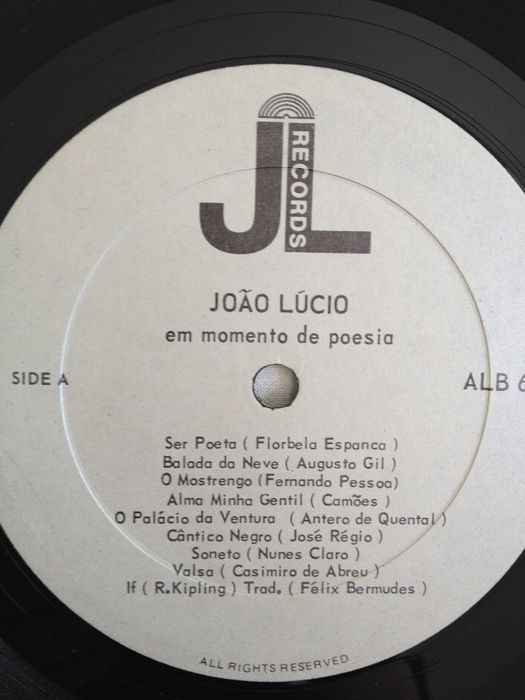 Disco Vinil "João Lúcio - Em Momento De Poesia"