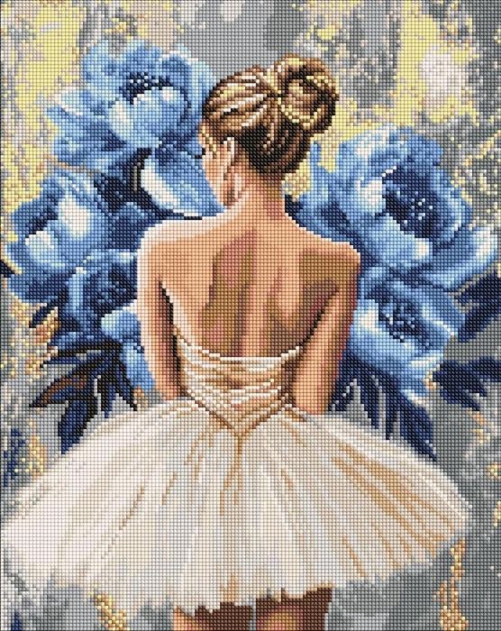 Diamentowa mozaika - Baletnica z piwoniami 40x50cm Ideyka ,400x20 mm