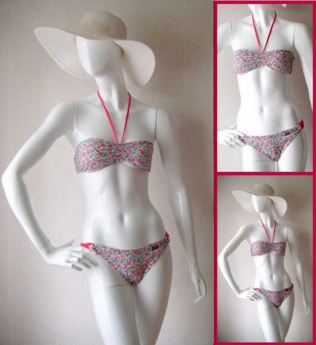 DOSTAWA GRATIS BIKINI Buffalo Bandeau 36 S 70 75 A paski floral print strój kostium