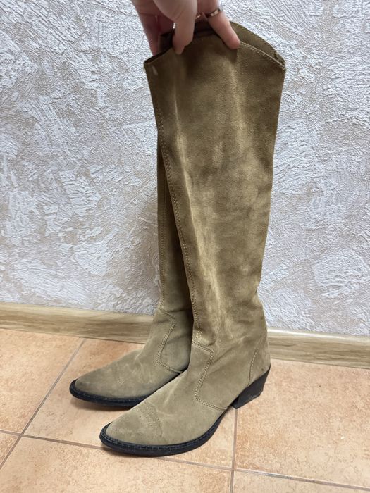 Козаки 38 р 24.5 стелька натуральна замша Zara