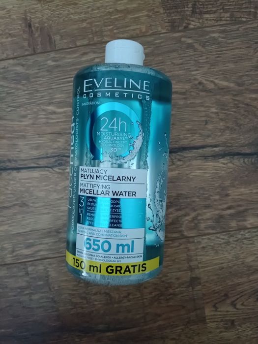 Matujący płyn micelarny 3w1 650ml usuwa makijaż wodoodporny