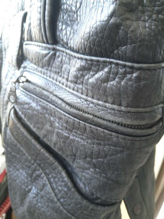 Кожаная куртка, удлинённая, XL