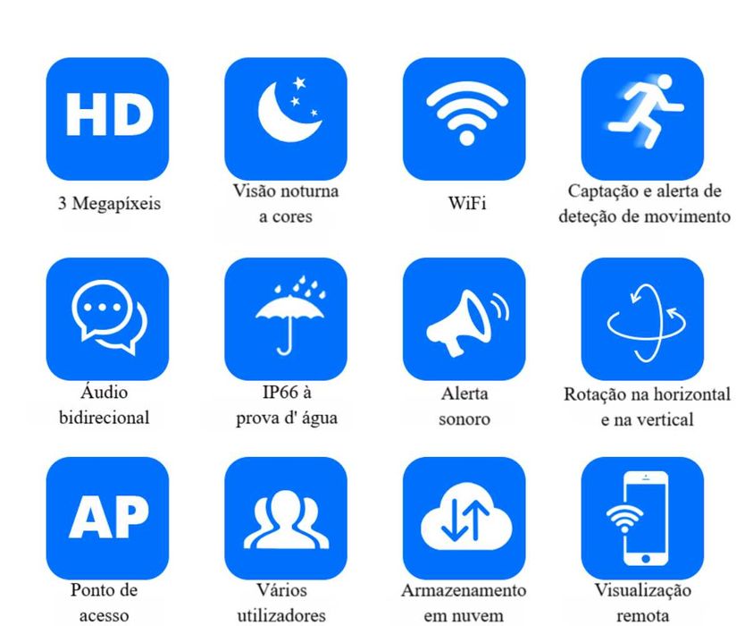 Câmara Vigilância Exterior / FullHD / WiFi / Visão Noturna a Cores