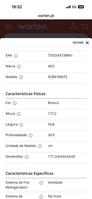 Combinado de encastre AEG (móvel 60)