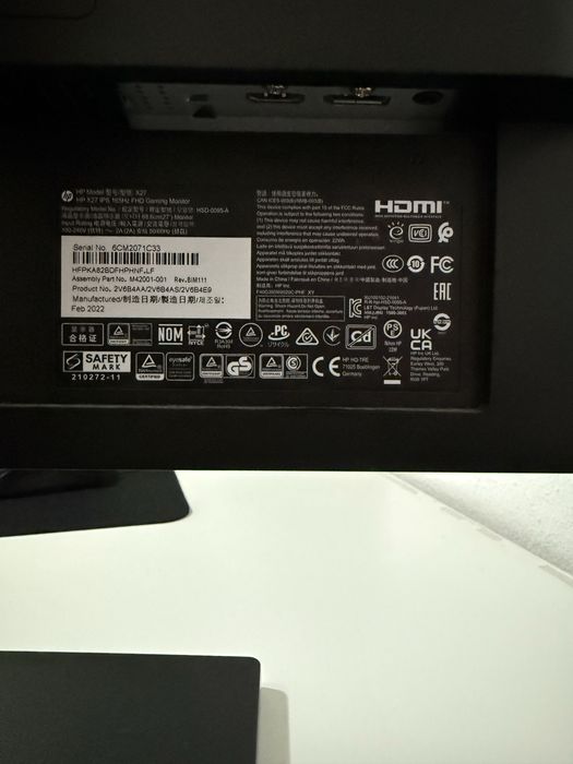 Monitor HP X27 de 27” 165hz