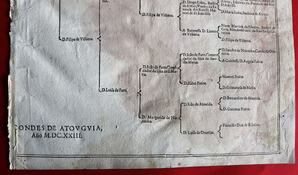 Ataídes, Condes de Atouguia bela árvore de costados 1623 rara