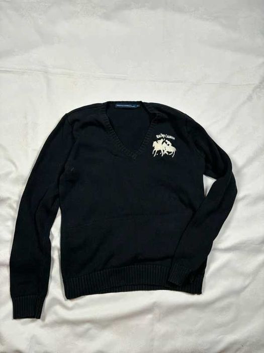 Sweter Damski Ralph Lauren Czarny XL gruby vintage retro old money