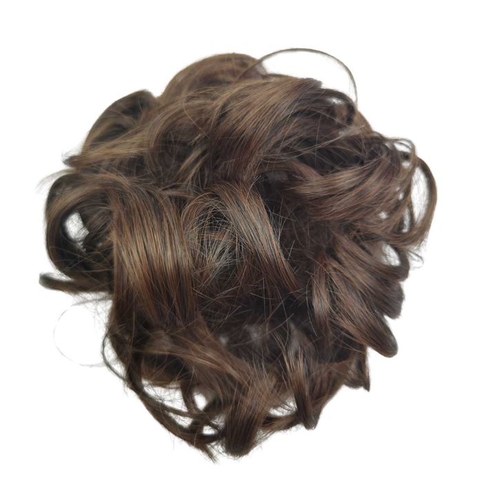 Treska na gumce kok messy bun czekoladowy brąz