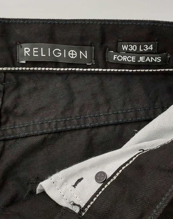 Bawełniane czarne spodnie jeansowe z dziurami  RELIGION, R. M