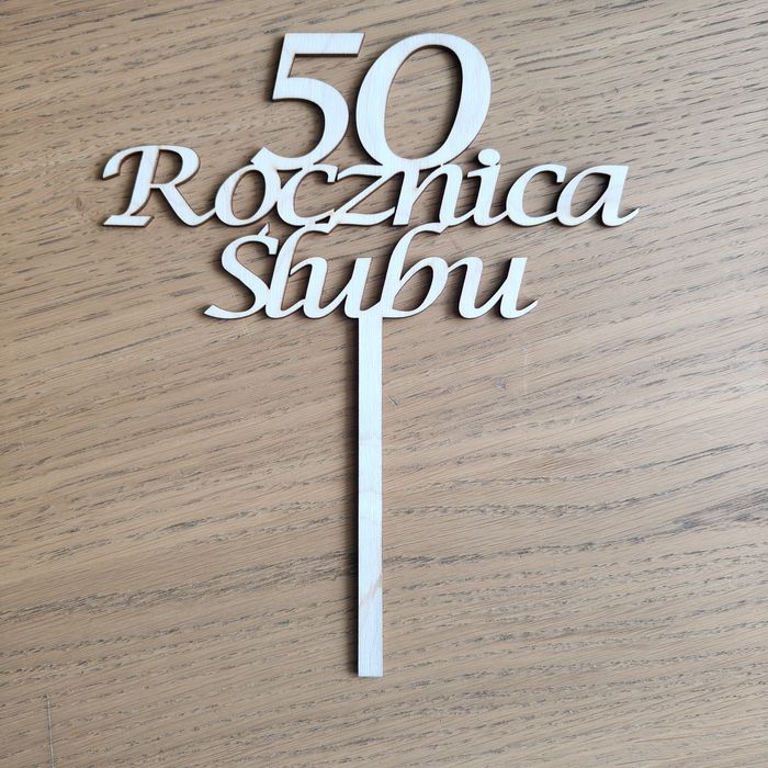 Topper na 50. Rocznicę Ślubu – Elegancka Dekoracja Tortu/Kwiatów