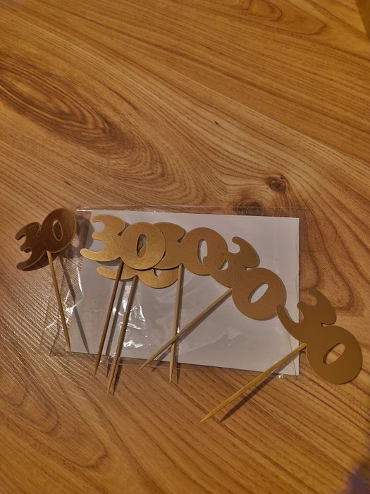 Mini toppery pikery złote 30 urodziny 6szt