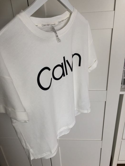 Koszulka tshirt calvin klein napis czarny logo biała nowa oryginalna