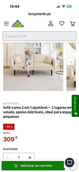 Sofá cama 178x78cm novo a estrear