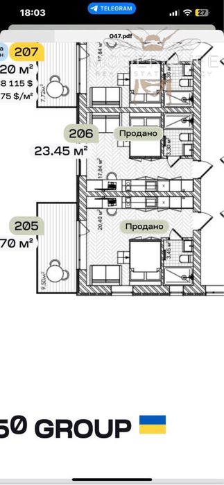 2-кімнатна квартира за адресою вул. Ольжича (площа 50,2 м²) - Atlanta.ua - фото 8