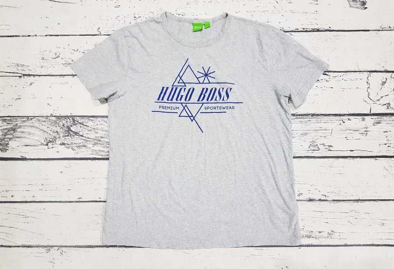 Hugo Boss * green * koszulka * logo * szara * męska * XL