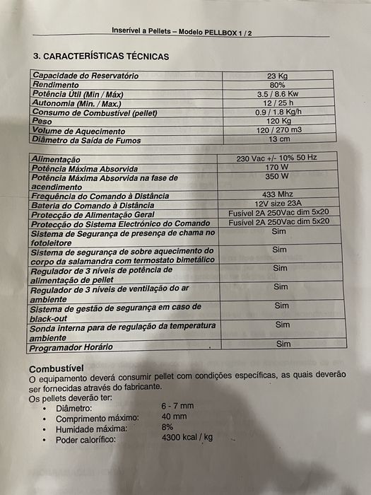 Recuperador pellets em otimo estado
