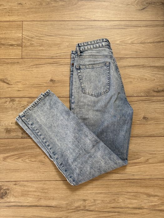 Niebieskie jasnoniebieskie dżinsy jeansy proste wysoki stan H&M guziki