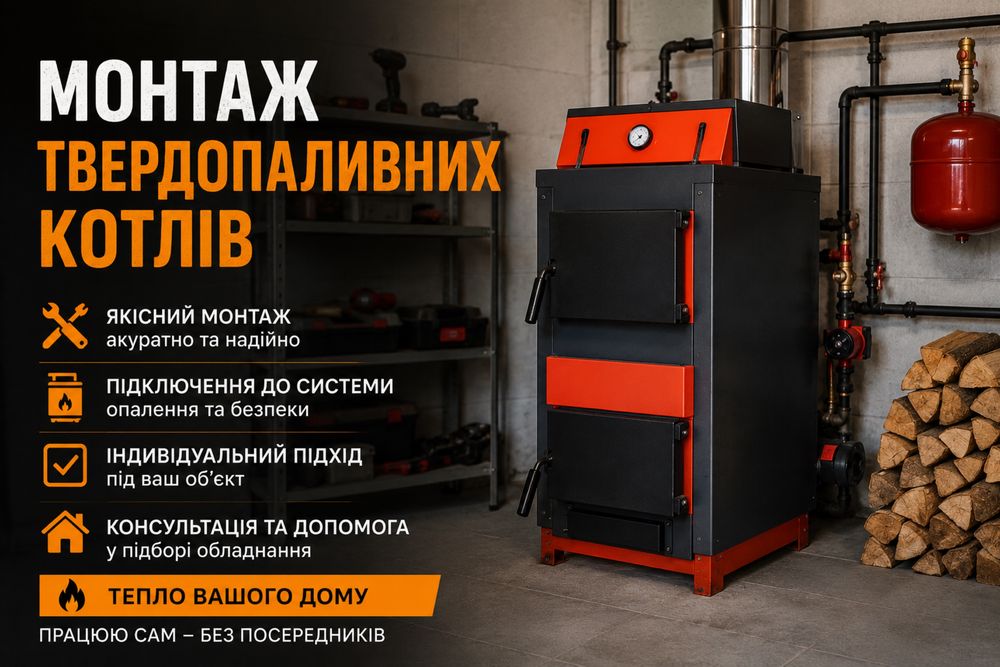 Консультація, підбір матеріалів, монтаж твердопаливних котлів