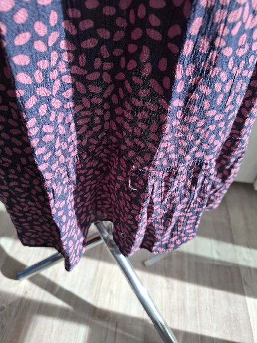 Czarno fioletowa sukienka wiskoza / długi rękaw / 42 / Sabina