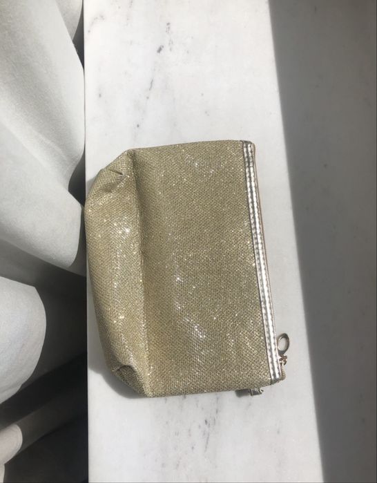 Kosmetyczka damska, saszetka, mini torebka złota