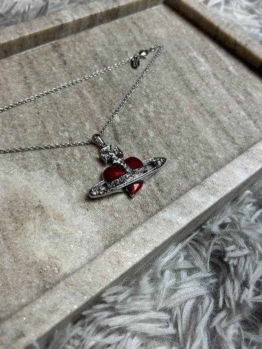 Vivienne Westwood Red Heart Saturn Necklace кулон підвіска