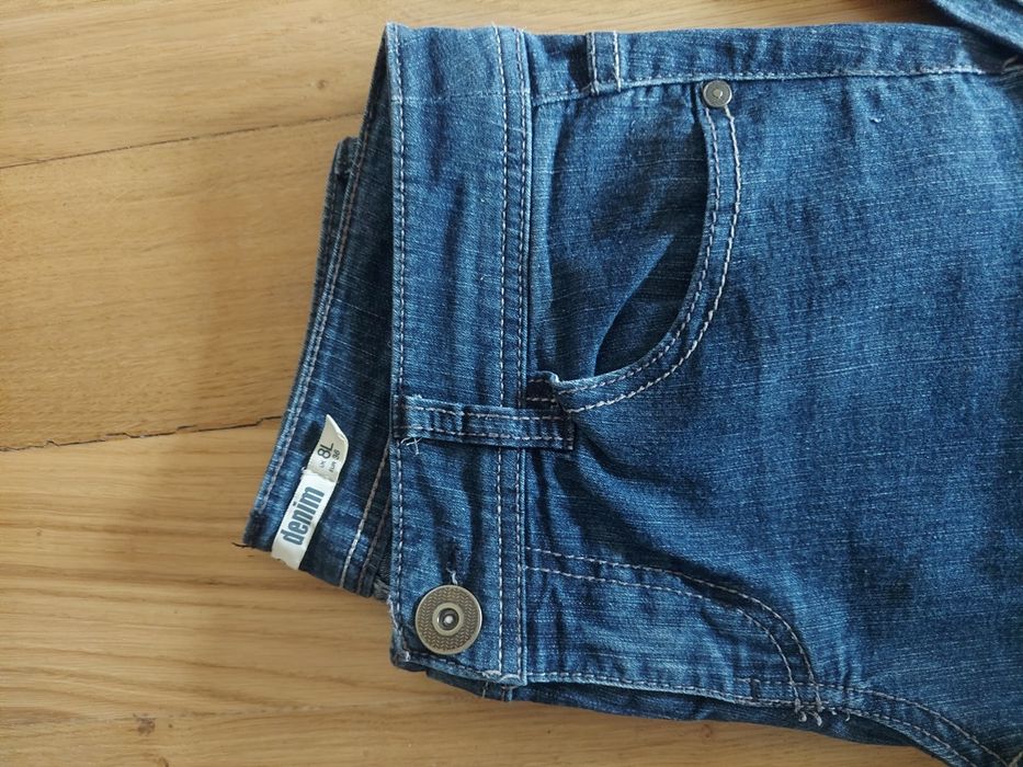Zgrabne, kobiece spodnie blue denim elastic z UK r S/36