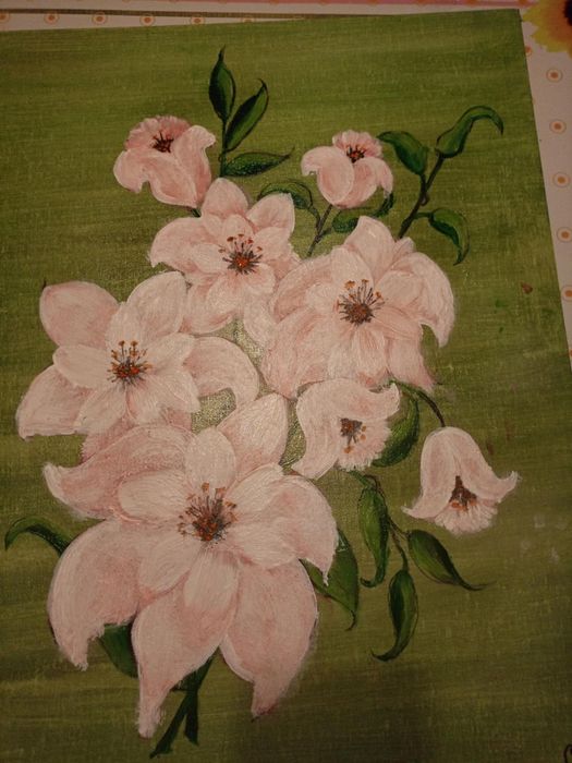 Kwiaty Obraz lilie na płótnie farba akrylowa 60x40