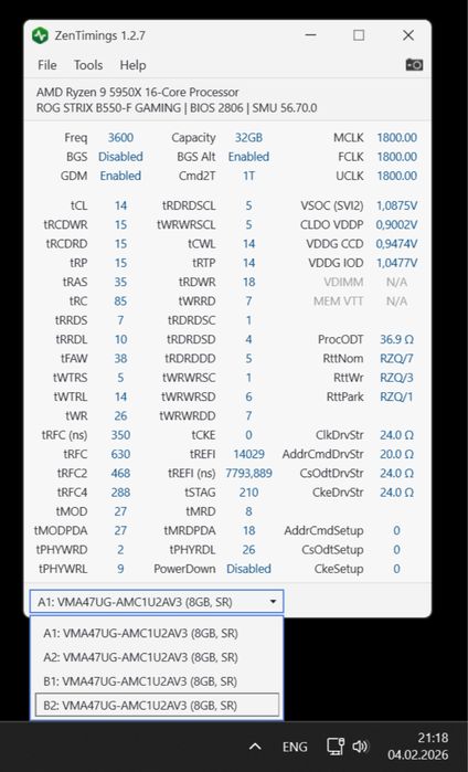 Asgard Bragi DDR4 3600Mhz CL14 32Gb (4*8gb) Samsung B-die