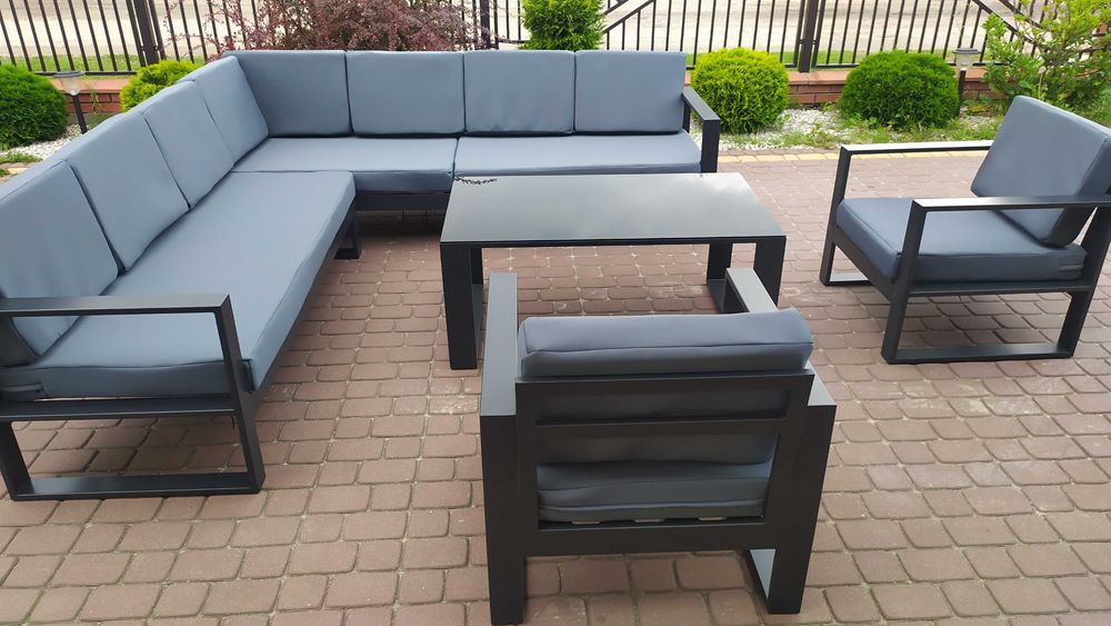 Nowoczesne meble tarasowe ogrodowe- metalowe/ Narożnik