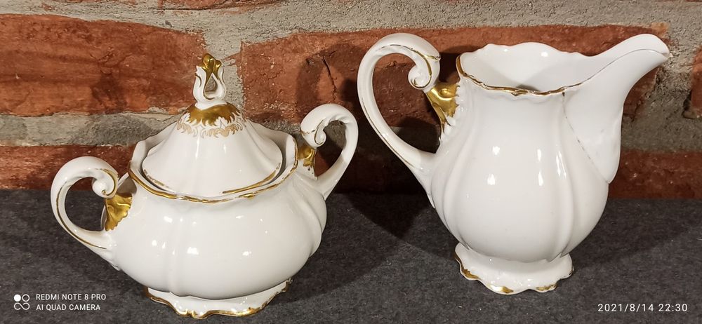 Porcelana SORAU CARSTENS Garnitur Żary Dzbanek Cukiernica Mlecznik