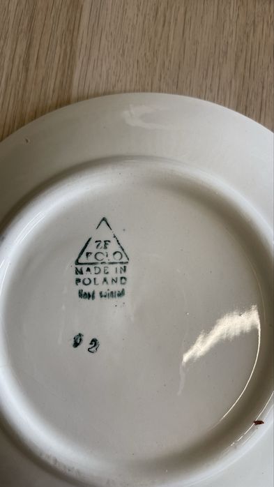 Talerzyki ZF Koło PRL fajans hand painted 17 cm — 4 szt.