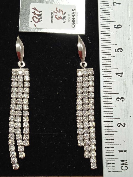 Kolczyki długie firanka Srebro 925 Nowe