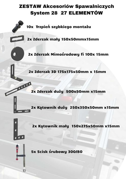 Stół spawalniczy 4x2m MAMUT od GREGOR Technic 3990x1990 Blat 15mm System 28  DOSTAWA już ZMONTOWANY