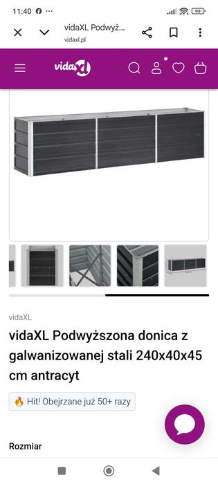 Donica ogrodowa nowa 240 cm 4 sztuki